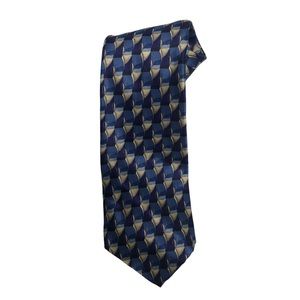 Trussardi Collection Blue and Gray/Silver Print Silk Tie